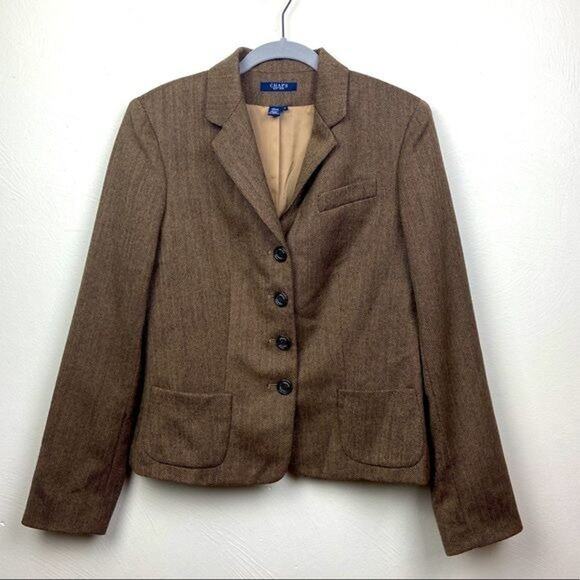 Women’s 100% Wool Blazer Herringbone Chaps Size 6 - Picture 1 of 3